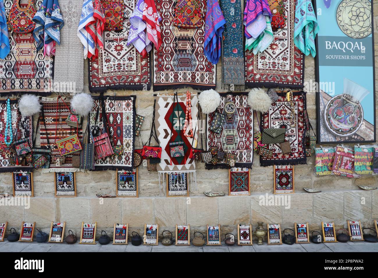 Souvenirs for sale in the Old City tourist destination of Baku in ...