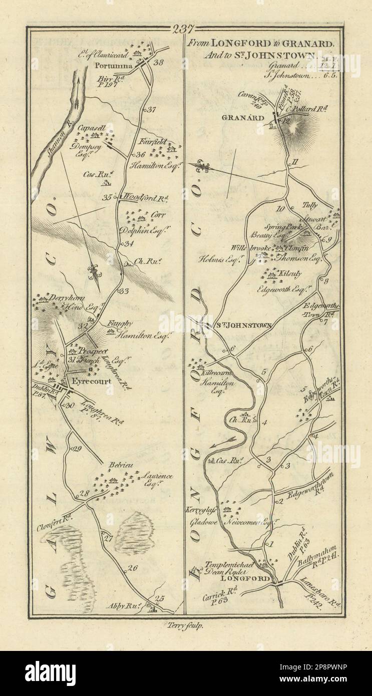 #237 Longford Granard St. Johnstown Eyrecourt Portumna. TAYLOR/SKINNER 1778 map Stock Photo