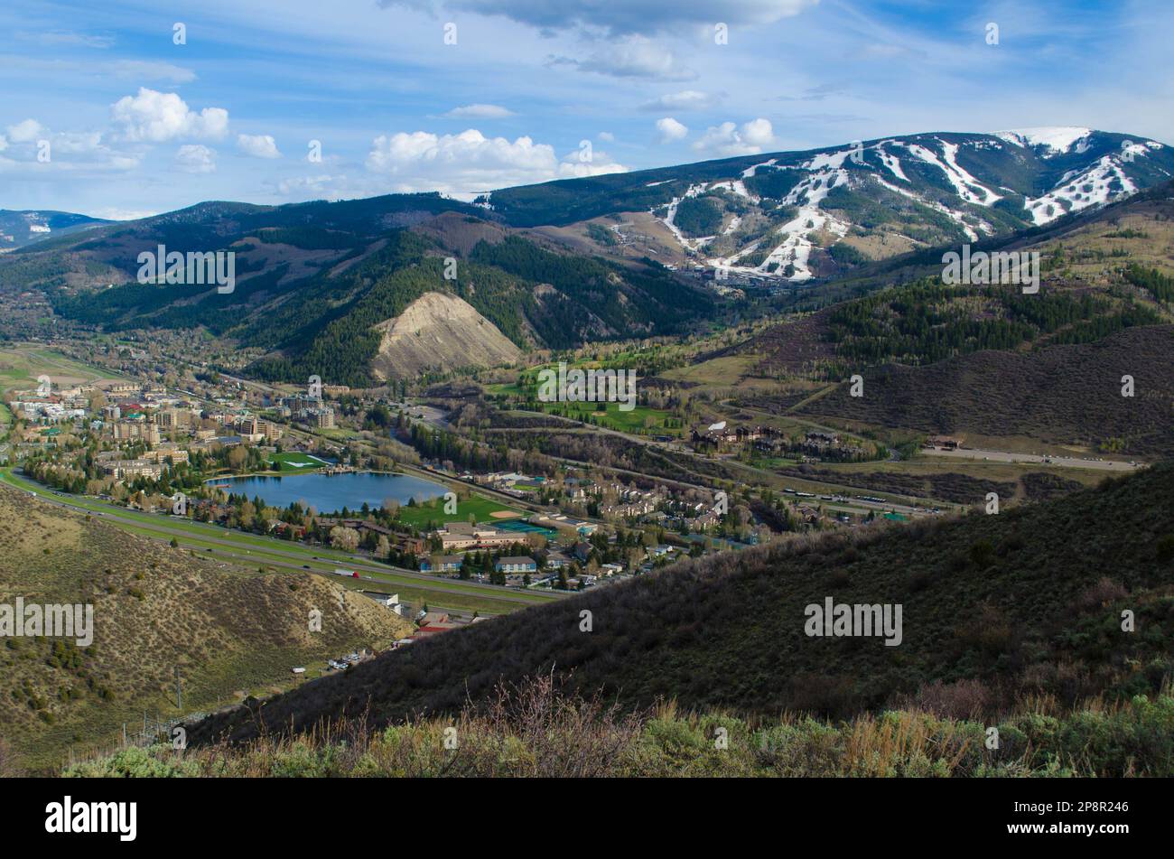 View of Avon in a valley, Nottingham Park and Beaver Creak, CO, USA Stock Photo Alamy