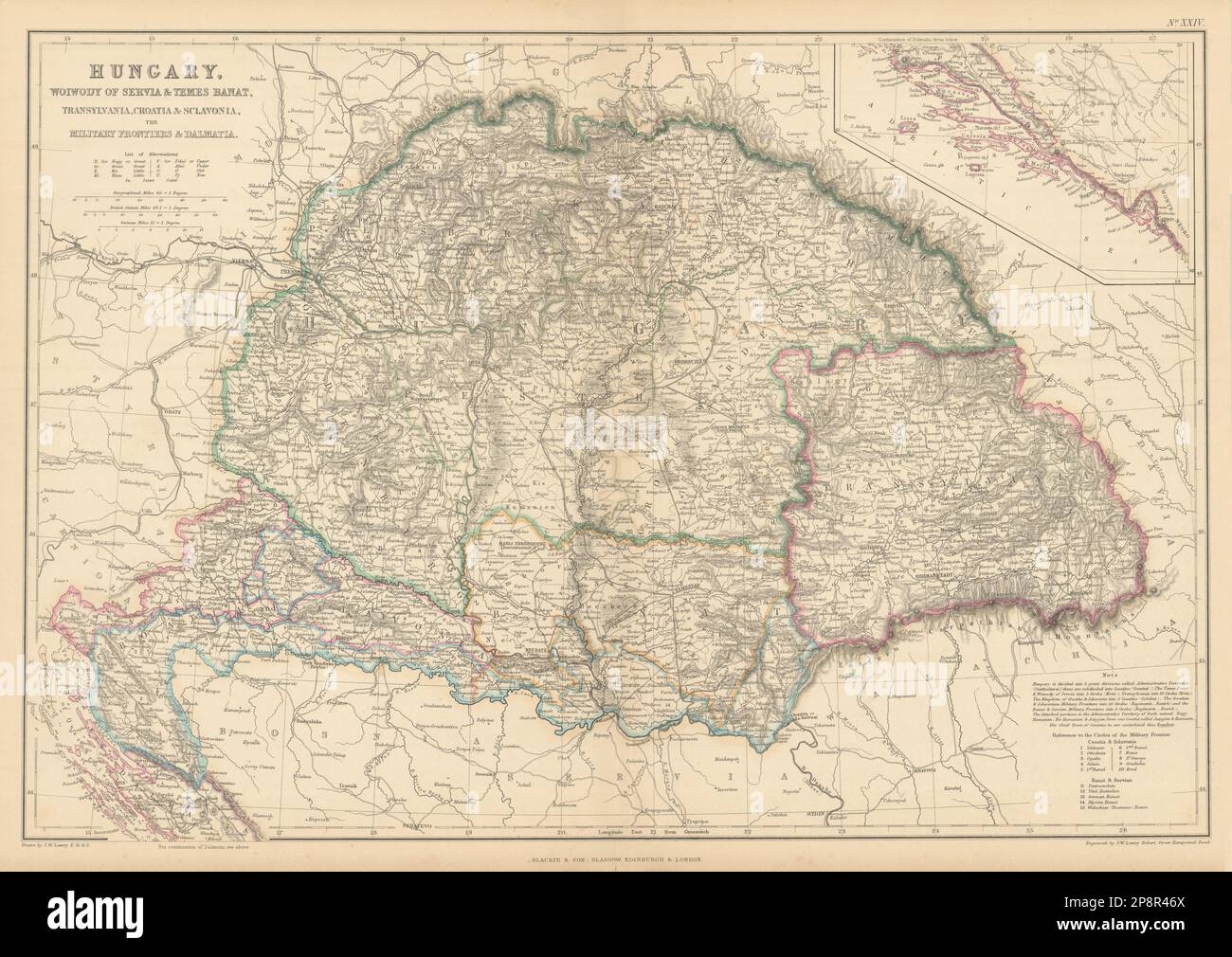 Hungary, Woiwody of Servia & Temes Banat, Transylvania, Croatia… LOWRY 1859 map Stock Photo