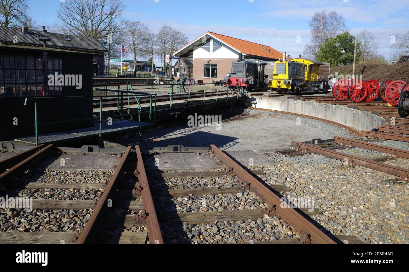Railway turntable in the old station of Beekbergen, the Netherlands Stock Photo