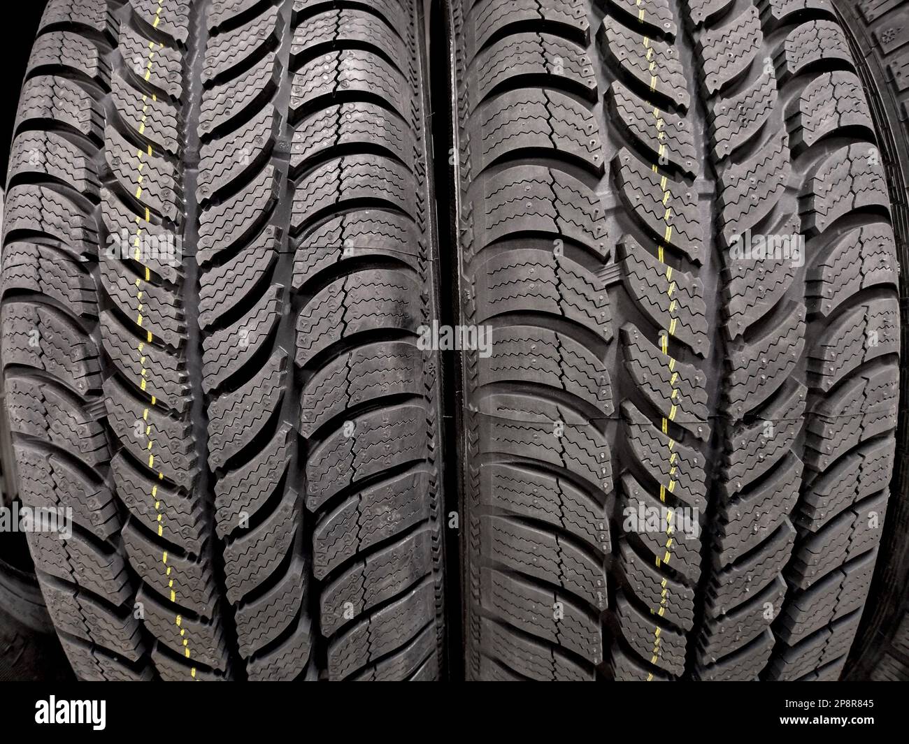 two new car tires auto Stock Photo Alamy