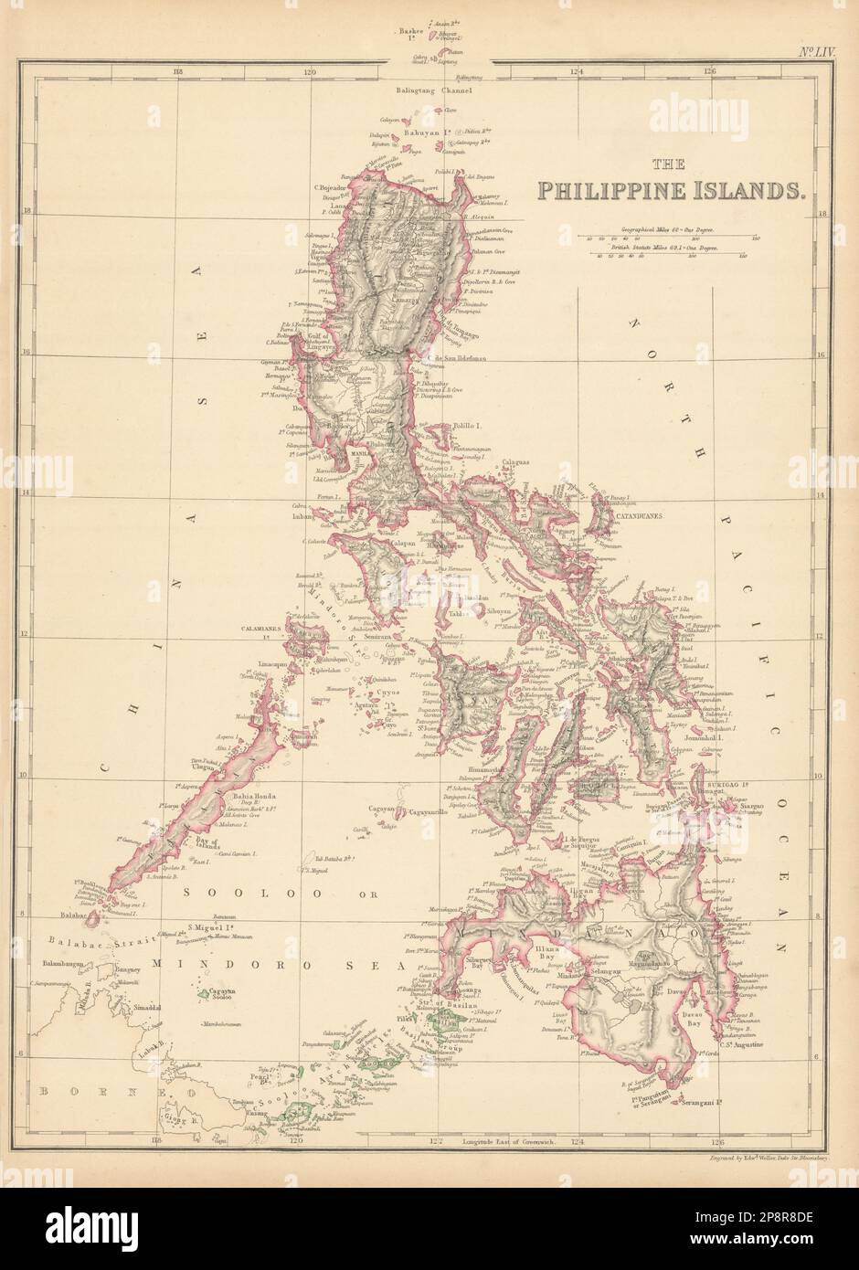 The Philippine Islands by Edward Weller. Philippines 1859 old antique map Stock Photo