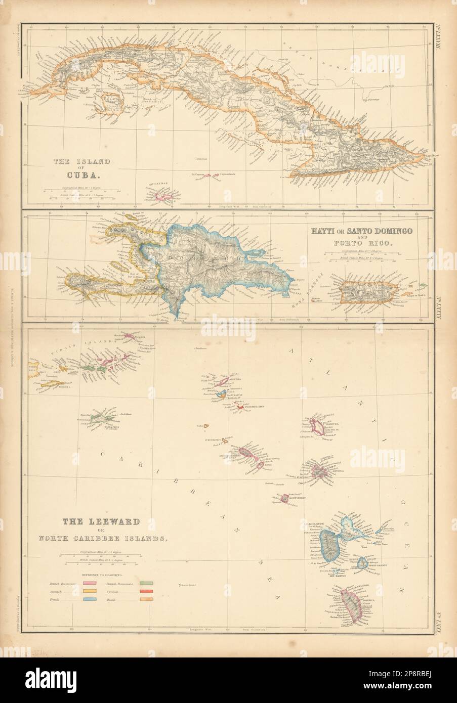 Leeward Islands. Cuba, Hayti/Haiti or Santo Domingo, Puerto Rico. LOWRY 1859 map Stock Photo