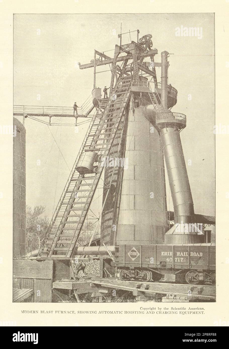 MODERN BLAST FURNACE AUTOMATIC HOISTING CHARGING EQUIPMENT 1907 Old modern-blast-furnace-automatic-hoisting-charging-equipment-1907-old