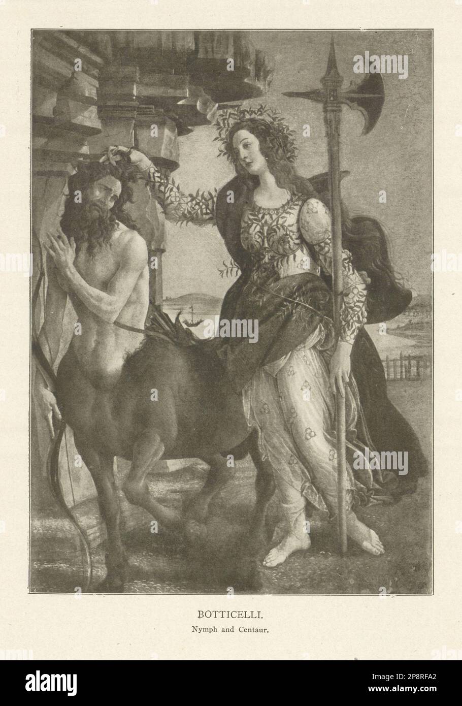 BOTTICELLI. Nymph and Centaur. Italy 1907 old antique vintage print picture Stock Photo