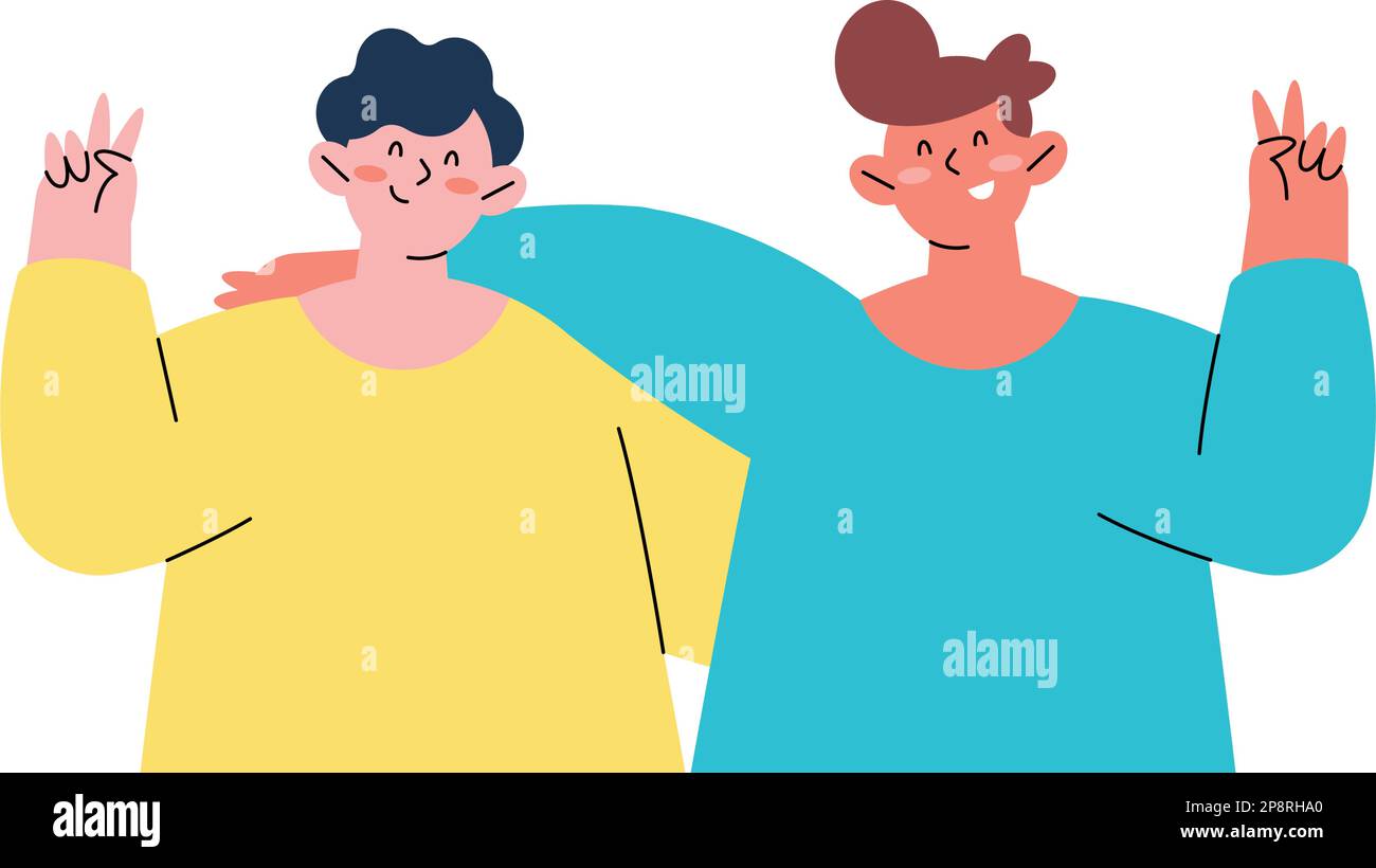 brothers in a brotherly hug characters Stock Vector Image & Art Alamy