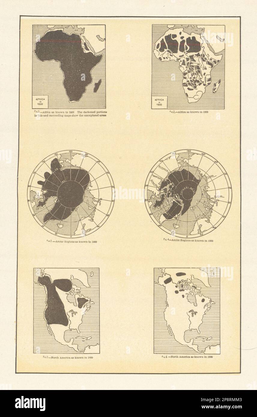 Africa Arctic amp North America known unknwon - Africa Arctic North America Knownunknwon Regions In 1800 1900 1907 Map 2P8RMM3