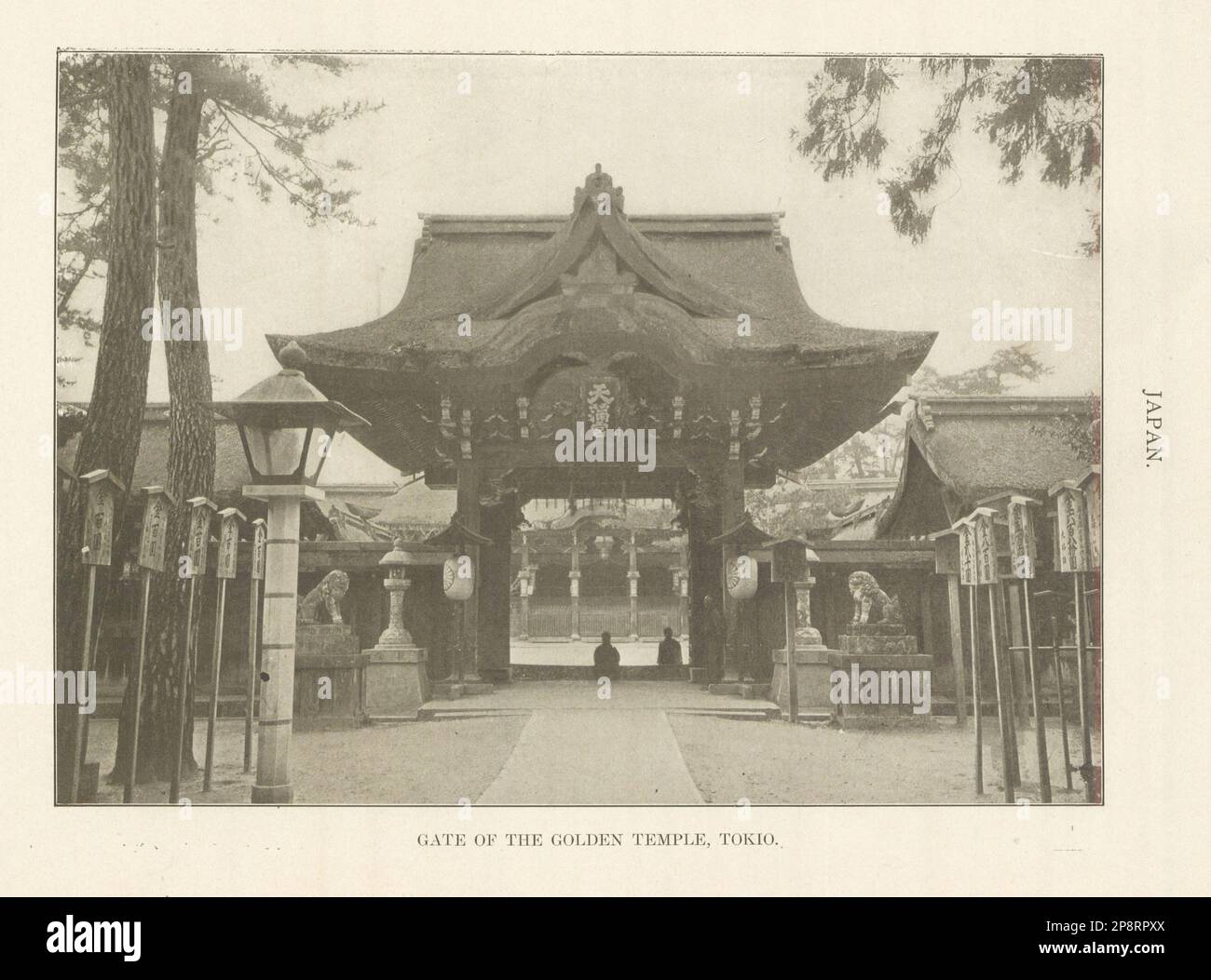 Japan. Gate of The Golden Temple, Tokio 1907 antique vintage print picture Stock Photo