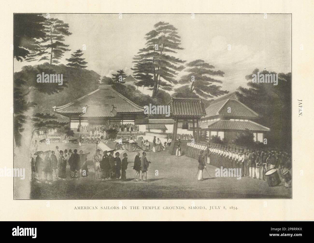 Japan. American Sailors In The Temple Grounds, Simoda, July 8, 1854 1907 print Stock Photo