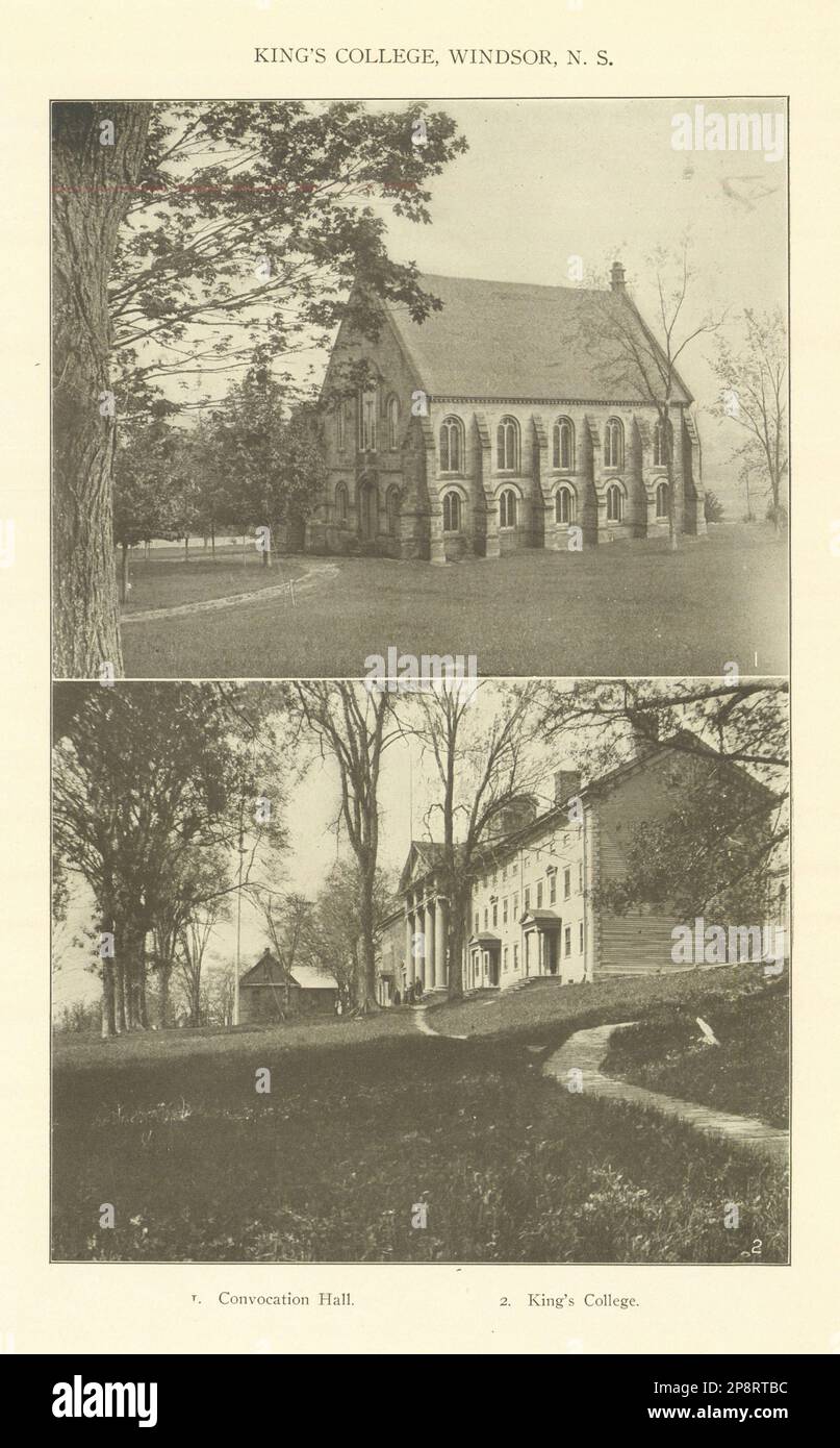 KING's COLLEGE, WINDSOR, Nova Scotia. Convocation Hall. Canada 1907 old print Stock Photo