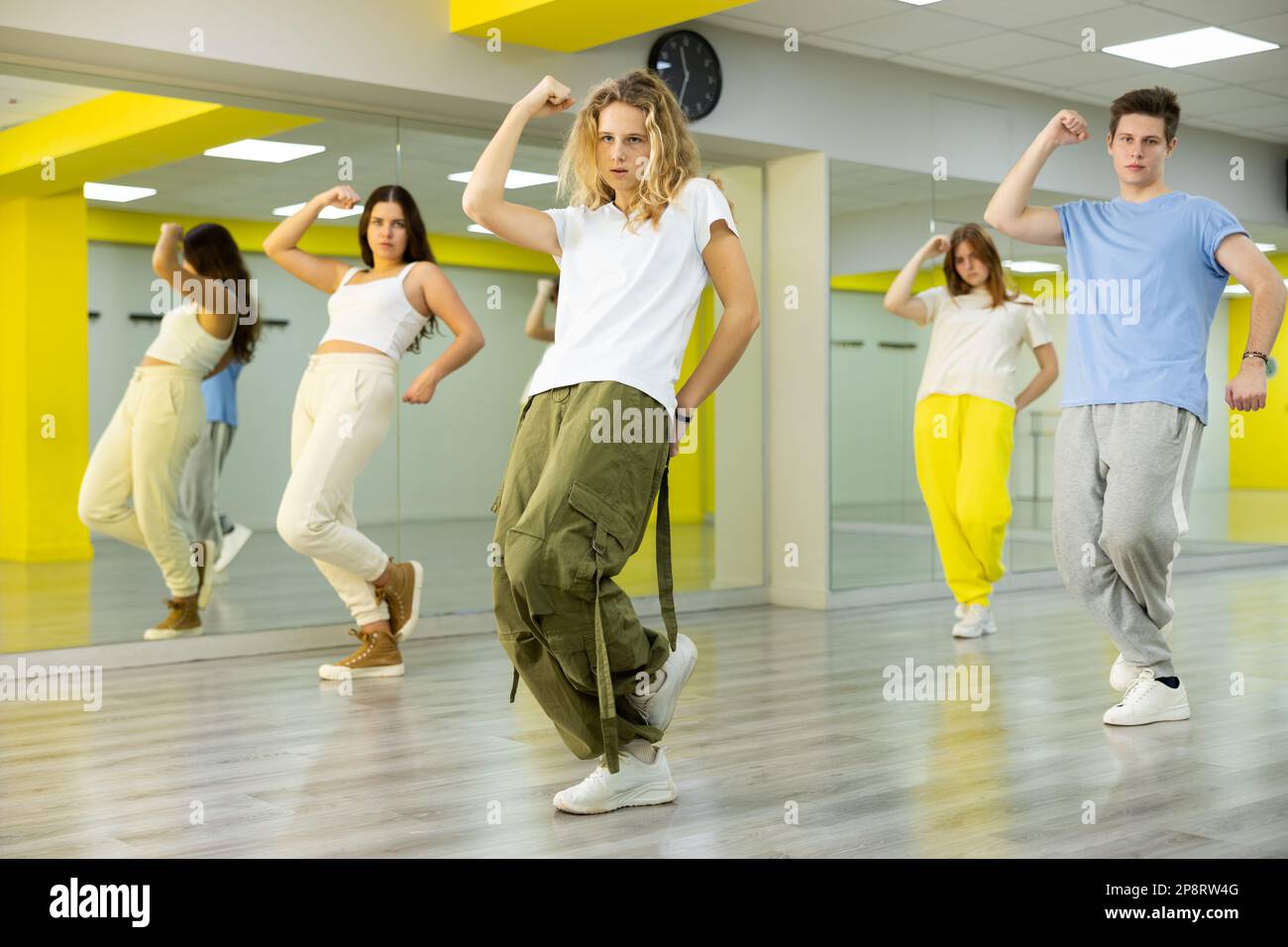 Dancer boys and girls showing different tricks and movements while