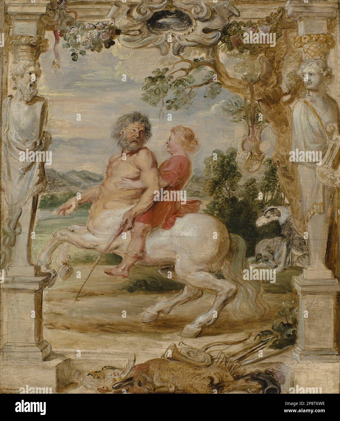 Nederlands: De centaur Chiron onderricht de jeugdige Achilles (1630 - 1635) by Peter Paul Rubens Stock Photo