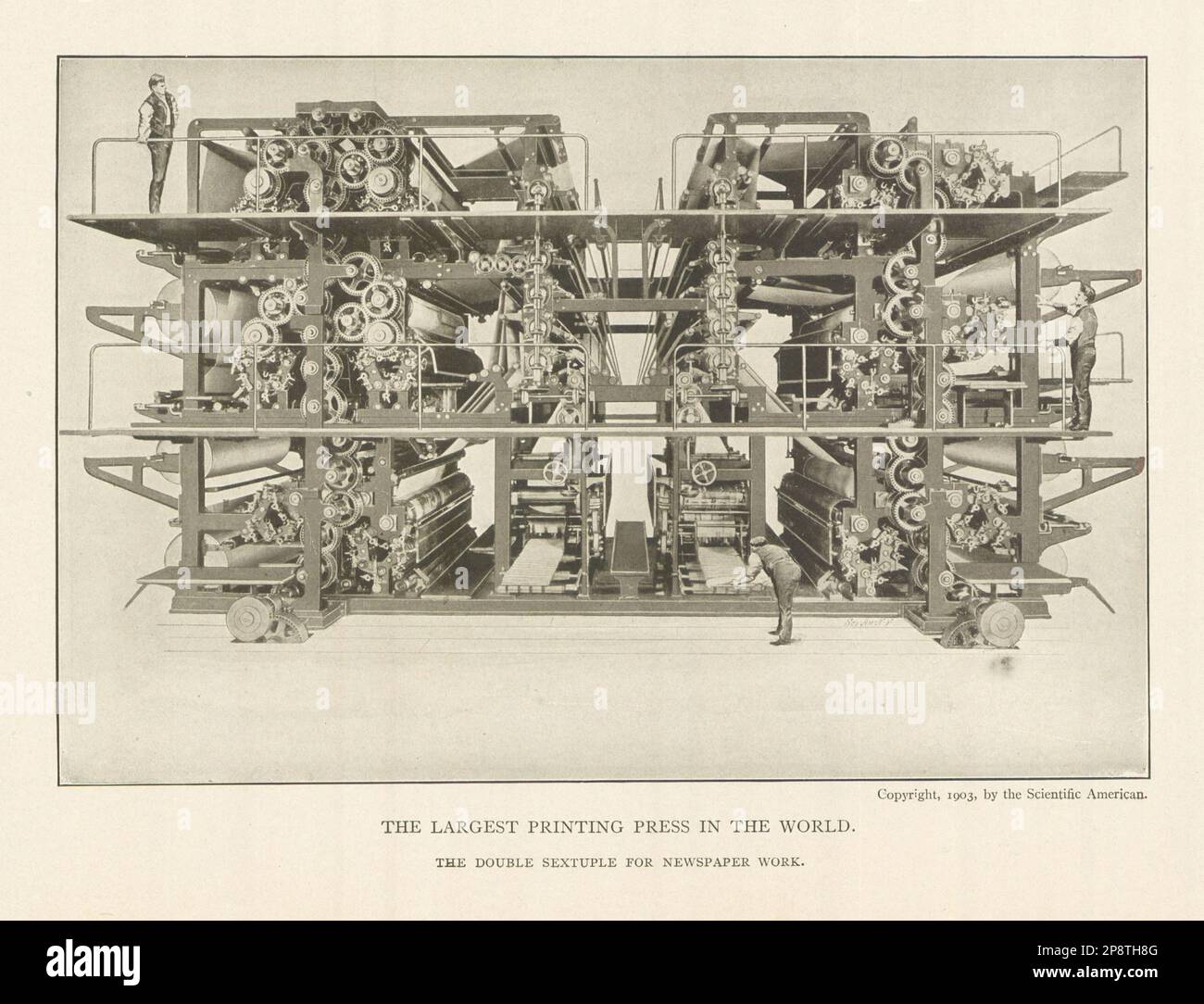 The Largest Printing Press In The World. Double Sextuple For Newspaper Work 1907 Stock Photo