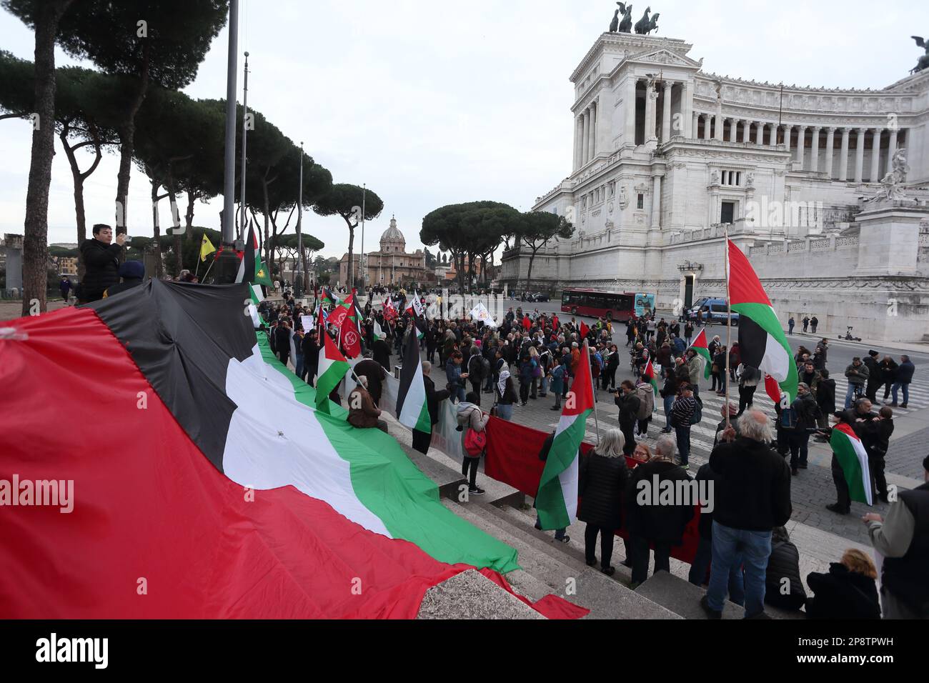 Rome, Italy, March 9, 2023. The protest in Rome against the visit of Israeli Prime Minister Benjamin Netanyahu. Rome, Italy, March 9, 2023. Credit: Antonio Nardelli / Alamy Live News Stock Photo