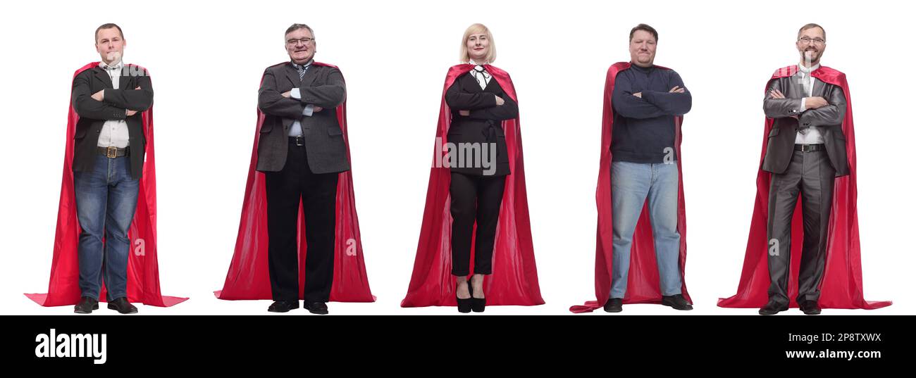 group of people in red raincoat isolated on white Stock Photo Alamy