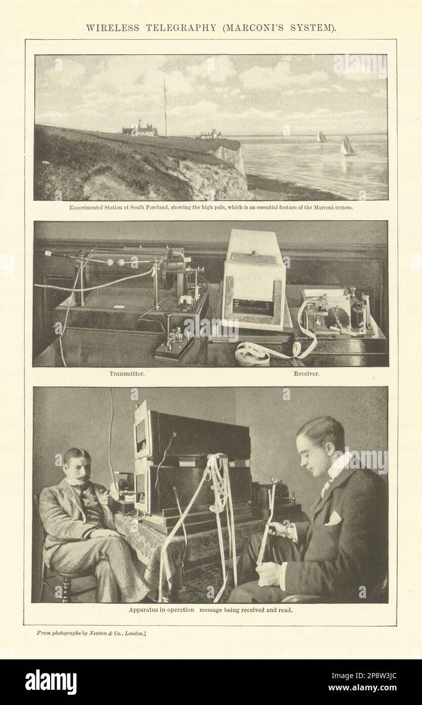 WIRELESS TELEGRAPHY (MARCONI's SYSTEM). South Foreland Transmitter Receiver 1907 Stock Photo