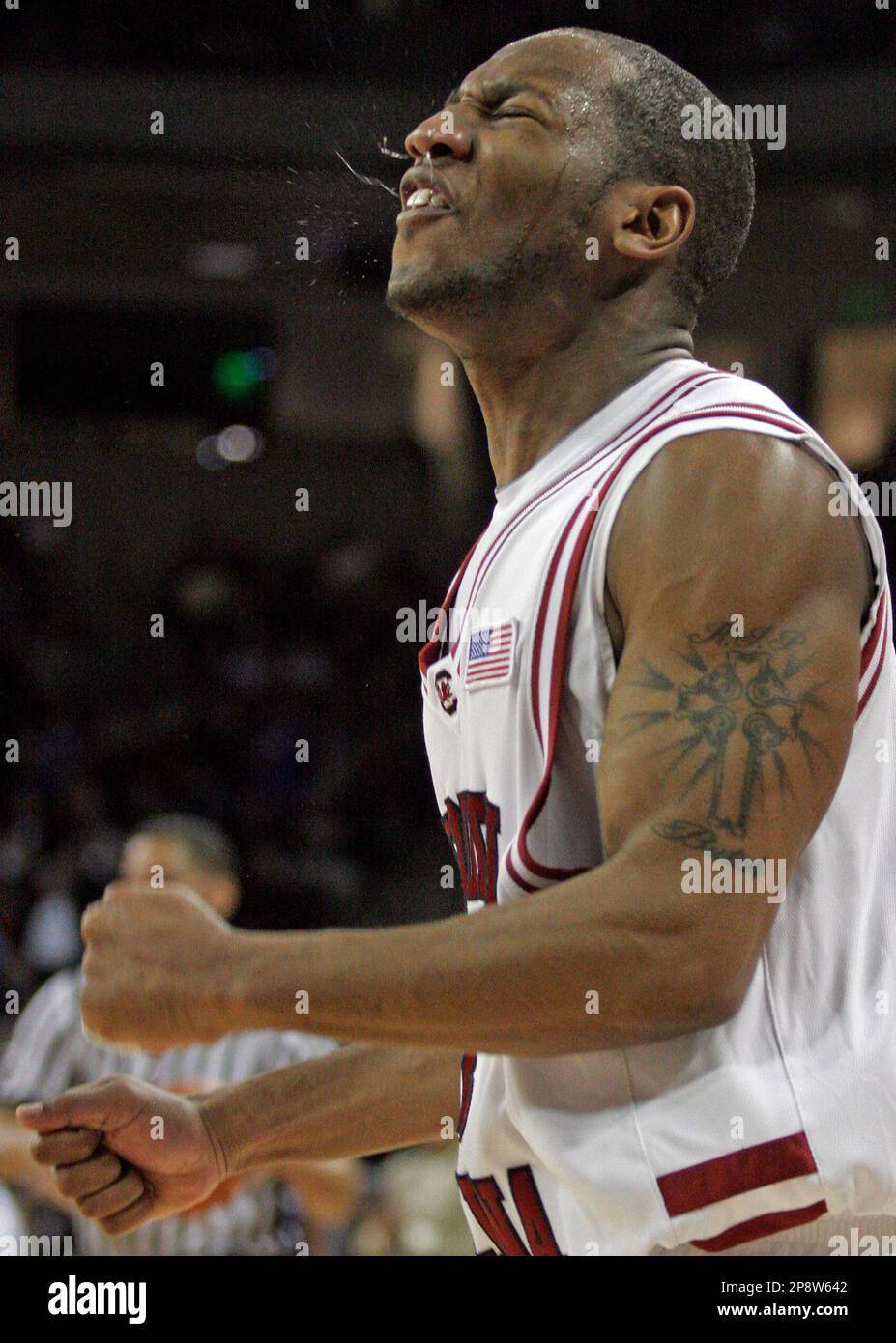 South Carolina guard Devan Downey celebrates a Kentucky turnover during
