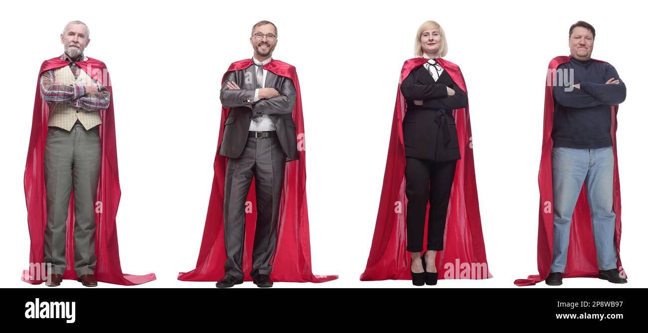 group of people in red raincoat isolated on white Stock Photo Alamy