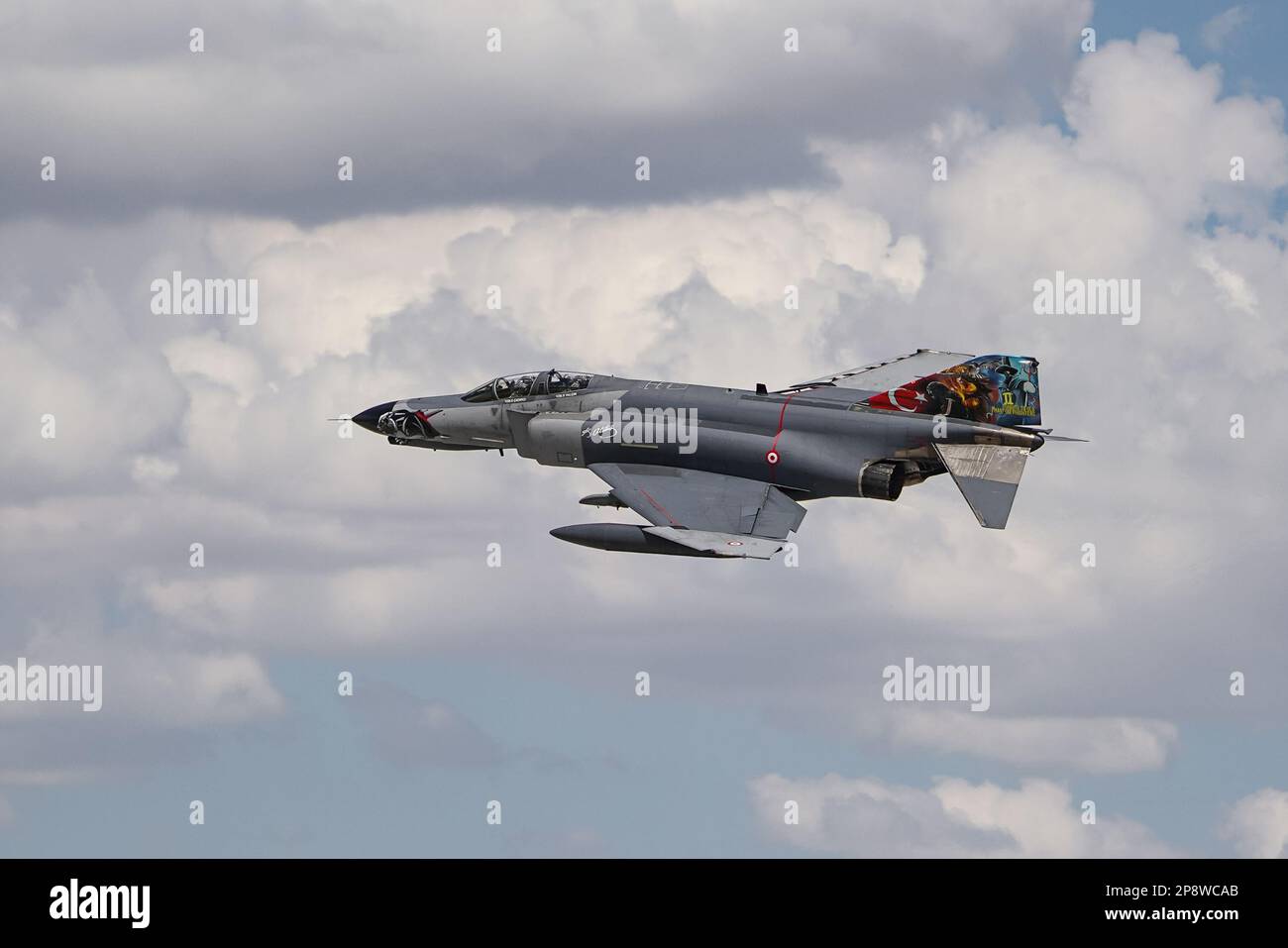 KONYA, TURKIYE - JUNE 30, 2022: Turkish Air Force McDonnell Douglas F-4E Phantom II (5009) flying over Konya Airport during Anatolian Eagle Air Force Stock Photo