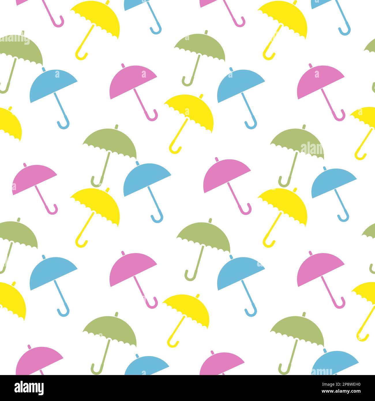 Seamless pattern with colored umbrellas and rain drops. Vector illustration Stock Vector
