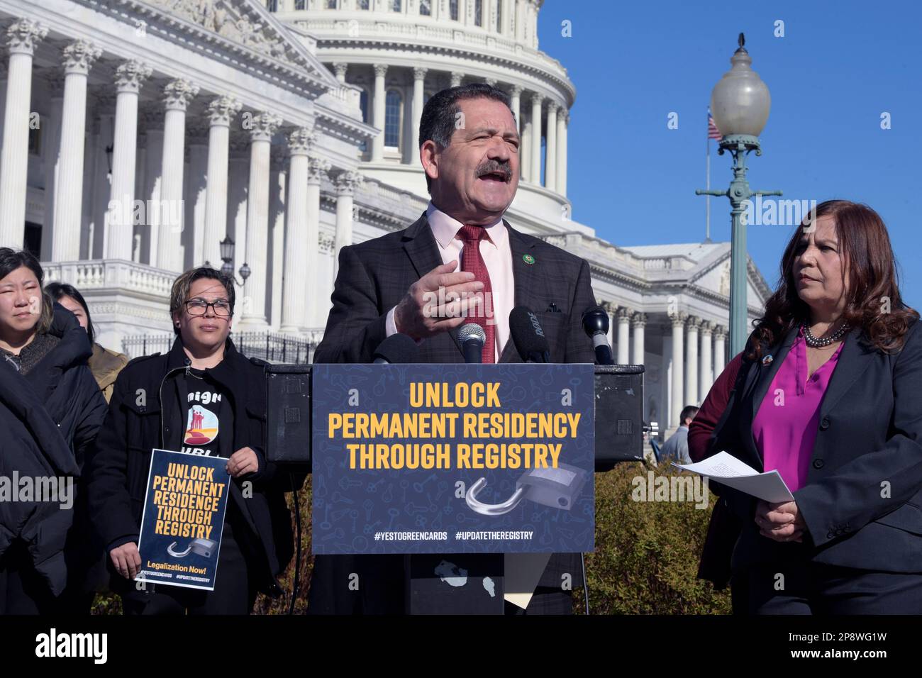March 9, 2023, Washington, Distric of Columbia, USA: Congressman CHUY GARCIA(D-IL) announce the Reintroduction of the Immigration Provisions of the Immigration Act 1929 during a press conference today on March 09, 2023 at House Triangule/Capitol Hill in Washington DC, USA. (Credit Image: © Lenin Nolly/ZUMA Press Wire) EDITORIAL USAGE ONLY! Not for Commercial USAGE! Stock Photo