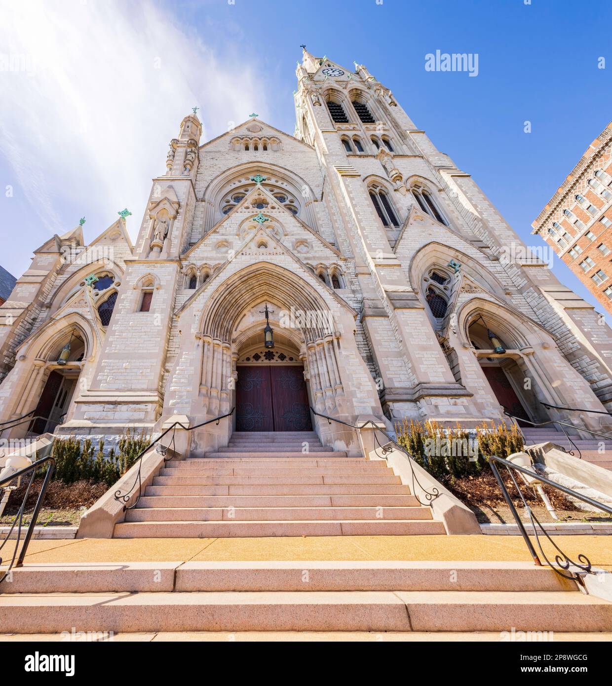 Sunny view of the St. Francis Xavier College Church at St Louis, Missouri Stock Photo