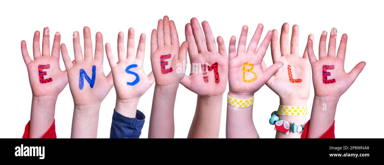 Children Hands Building Word Ensemble, Isolated Background Stock Photo ...