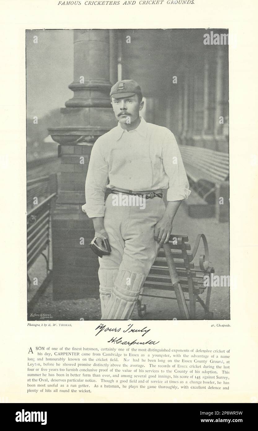 Herbert Arthur Carpenter. Batsman. Umpire. Essex cricketer 1895 old