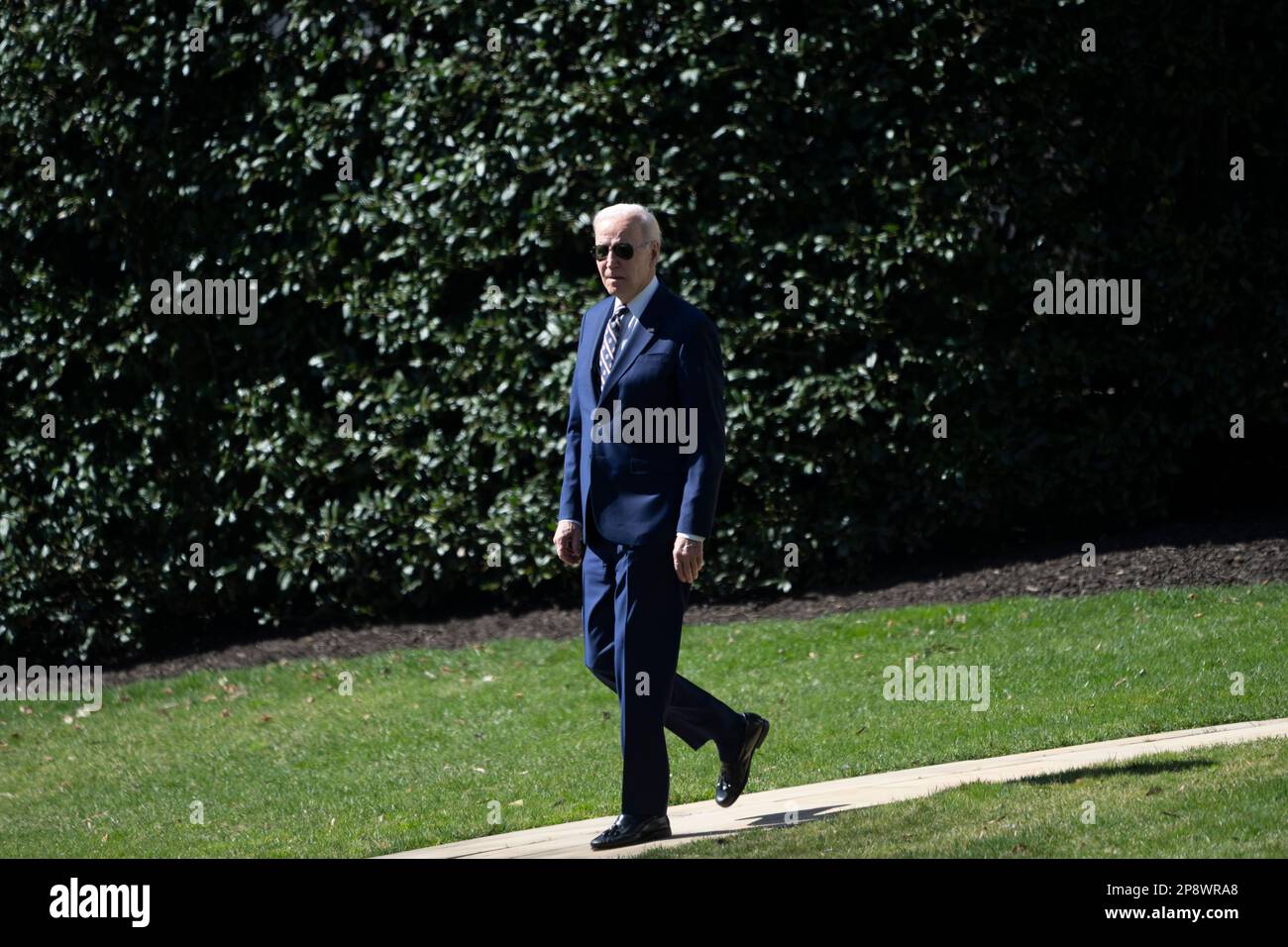 United States President Joe Biden departs the White House in Washington, DC, March 9, 2023, en route to Philadelphia, Pennsylvania to release his Budget for Fiscal Year 2024. Credit: Chris Kleponis/Pool via CNP Stock Photo