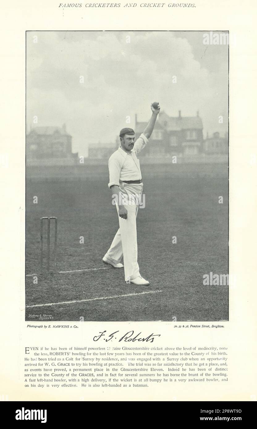 Frederick Roberts. Left-arm bowler & Umpire. Gloucestershire cricketer 1895 Stock Photo