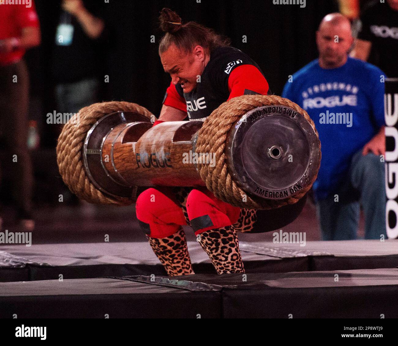 Columbus, Ohio, United States. 3th Mar, 2023.  Olga Liashchuk (UKR) competes in the Austrian Oak Log Press at the Arnold Strongwoman Classic in Columbus, Ohio. Credit: Brent Clark/Alamy Live News Stock Photo
