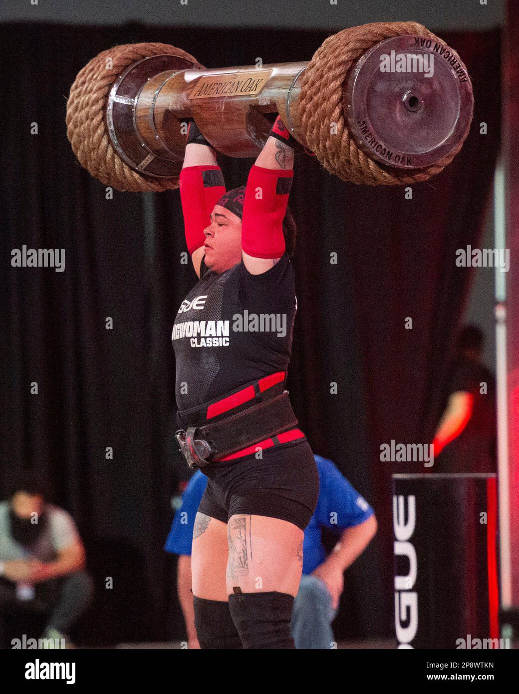 Columbus, Ohio, United States. 3th Mar, 2023. Inez Carrasquillo (USA) competes in the Austrian Oak Log Press during the Arnold Strongwoman Classic in Columbus, Ohio. Credit: Brent Clark/Alamy Live News Stock Photo