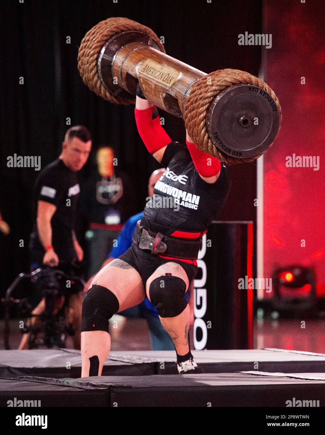 Columbus, Ohio, United States. 3th Mar, 2023. Inez Carrasquillo (USA) misses and falls in the Austrian Oak Log Press during the Arnold Strongwoman Classic in Columbus, Ohio. Credit: Brent Clark/Alamy Live News Stock Photo