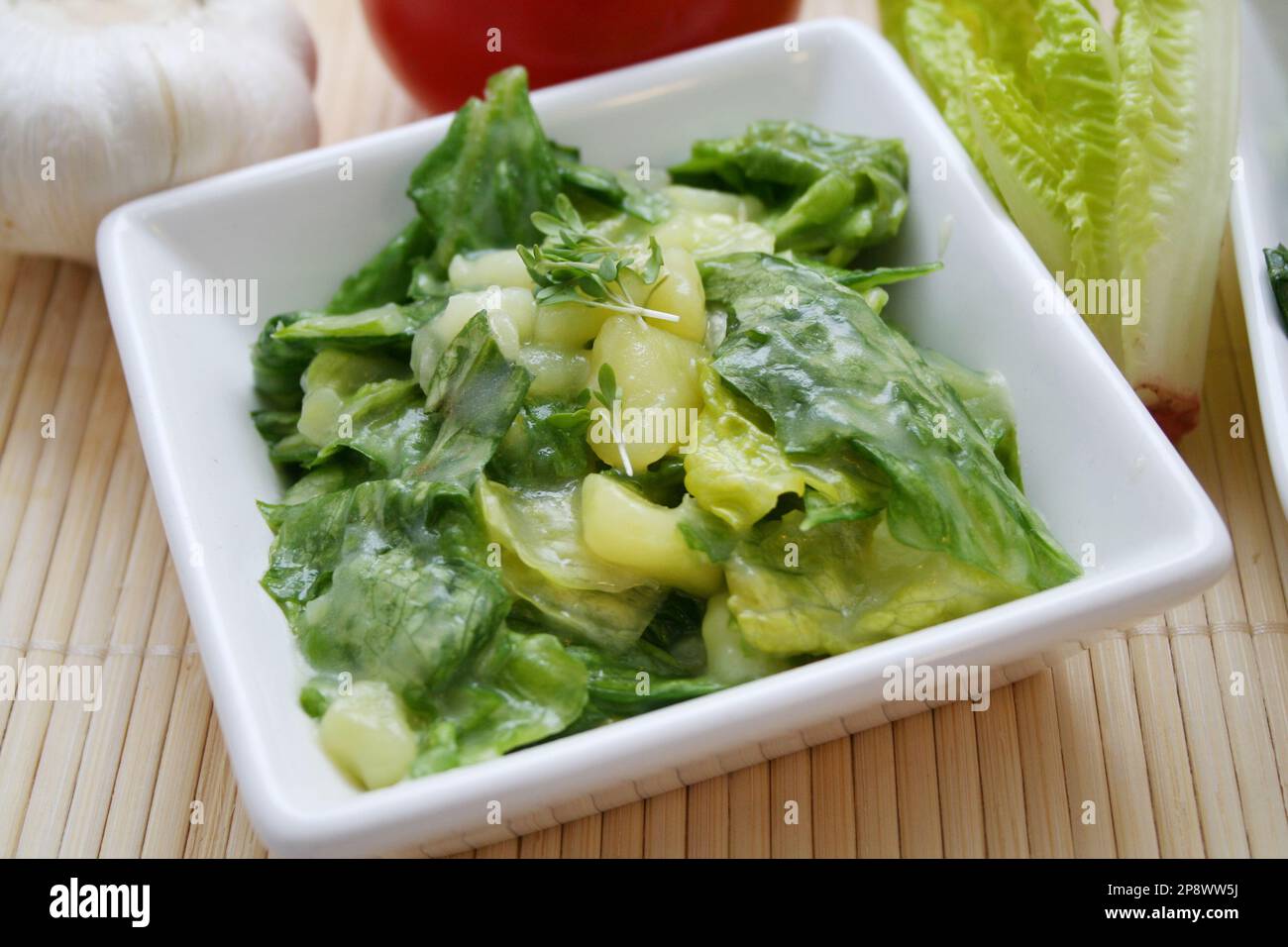 Green Salad With Potatoes Stock Photo
