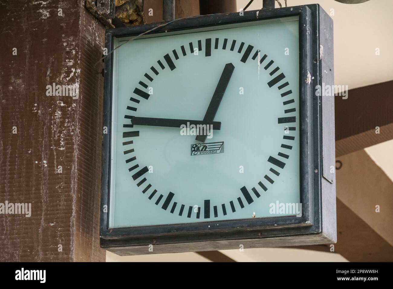 classic old clock on a train station in Krynica Zdroj Poland Stock