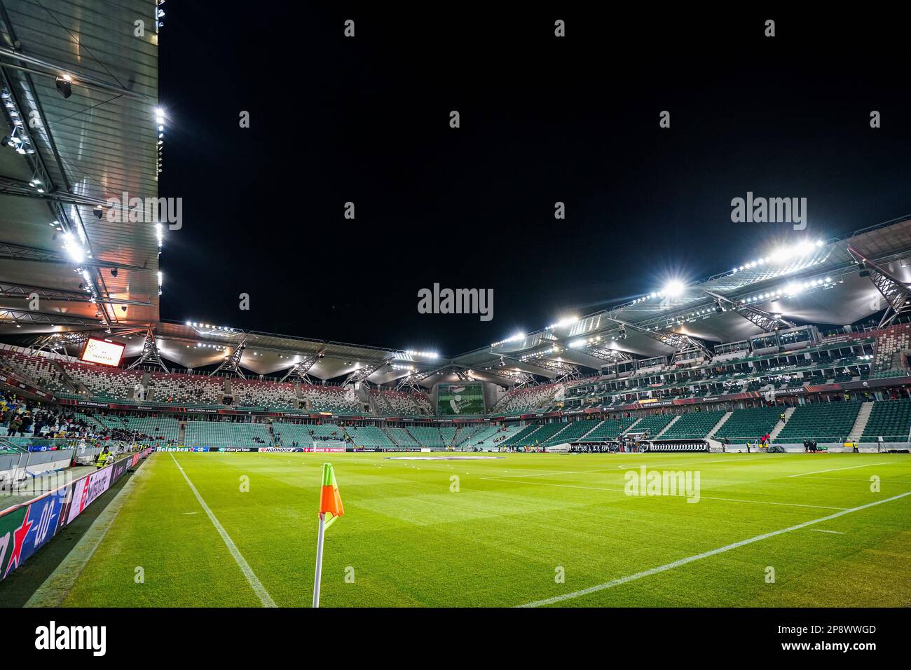 Warsaw - Overview of the stadium during the match between Shakhtar Donetsk v Feyenoord at Stadion Wojska Polskiego on 9 March 2023 in Warsaw, Poland. (Box to Box Pictures/Yannick Verhoeven) Stock Photo