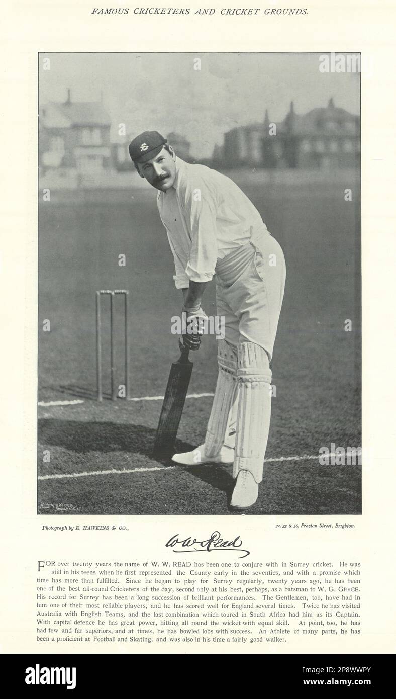 Walter William Read. Batsman. England Captain. Surrey cricketer 1895 old print Stock Photo