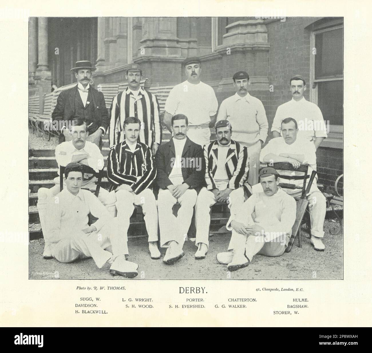 Derbyshire County Cricket Team Sugg Wright Wood Porter Walker Hulme Storer 1895 Stock Photo