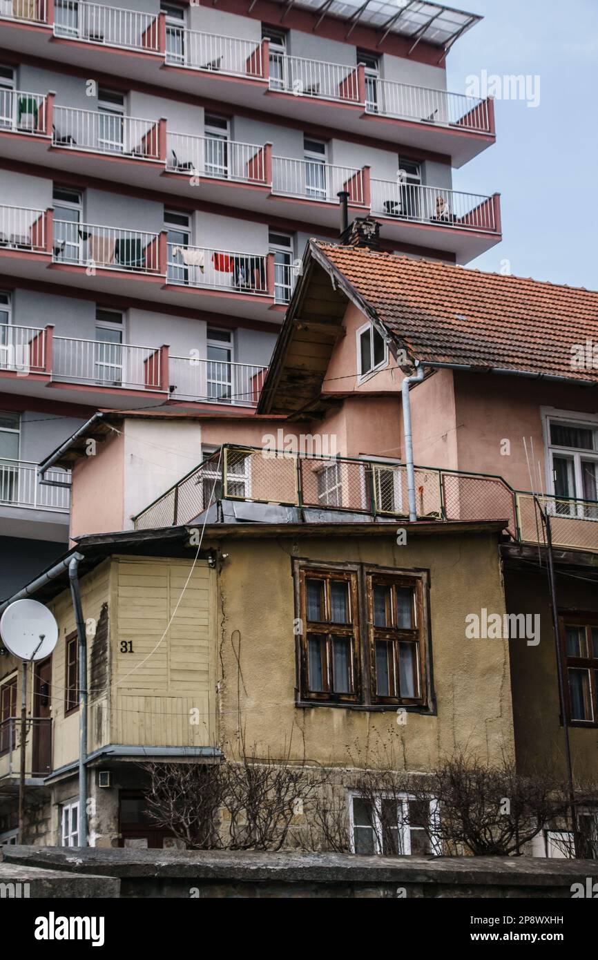 architecture in Krynica Zdroj Poland old and new buildings Stock Photo