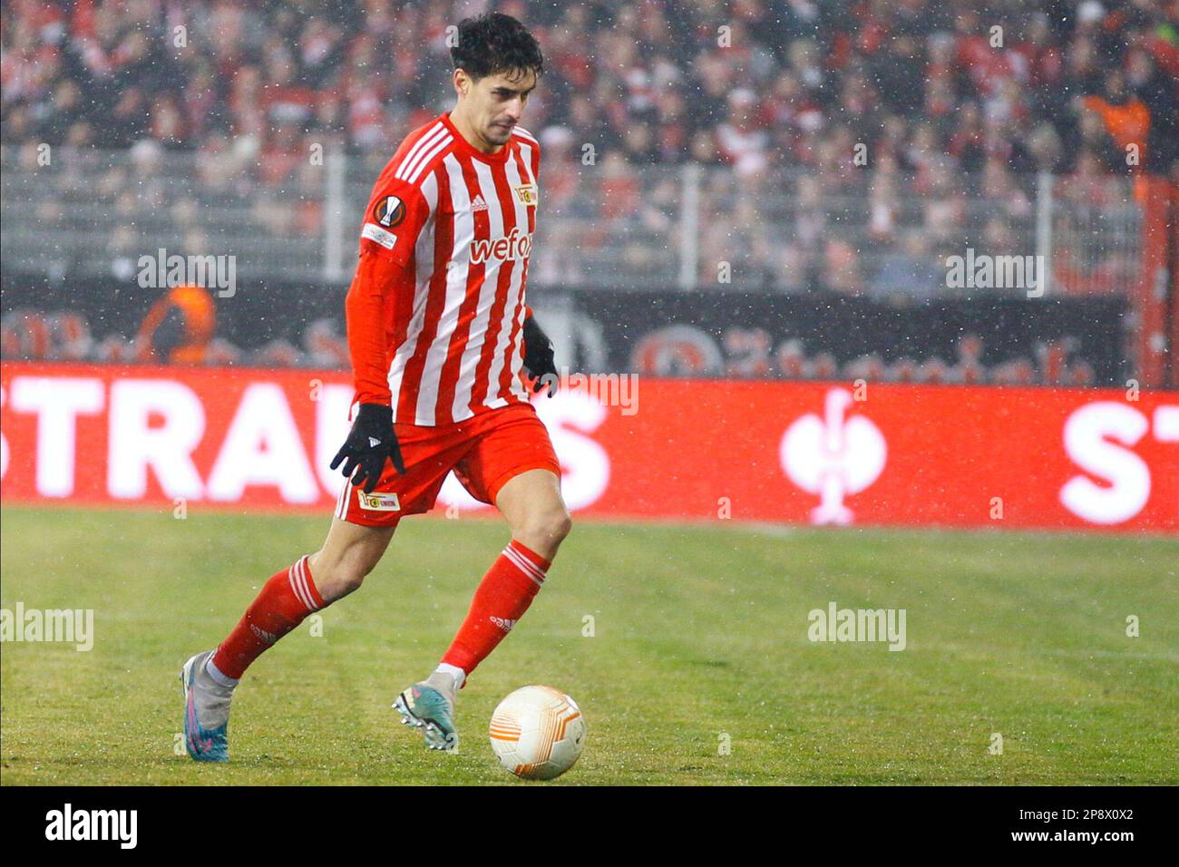 Berlin, Germany, 9 March, 2023. Diogo Filipe Monteiro Pinto Leite from 1. FC Union Berlin in action during the match between 1. FC Union Berlin Vs. Union Saint-Gilloise, round of sixteen, UEFA Europa League 2022/23, Stadion An der Alten Försterei, Berlin, Germany, 9 March, 2023. Iñaki Esnaola Stock Photo