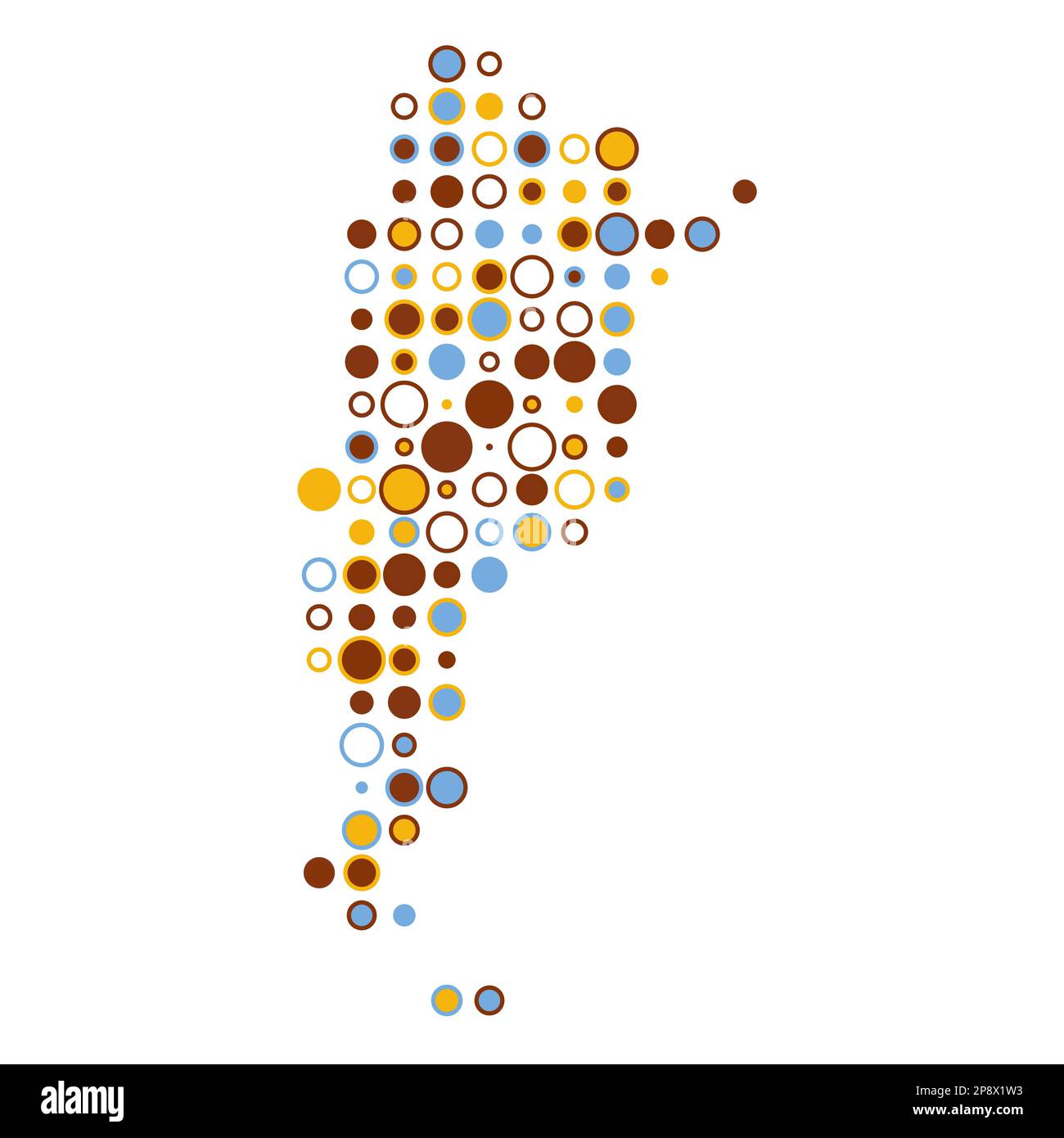 Argentina Map Silhouette Pixelated generative pattern illustration Stock Vector