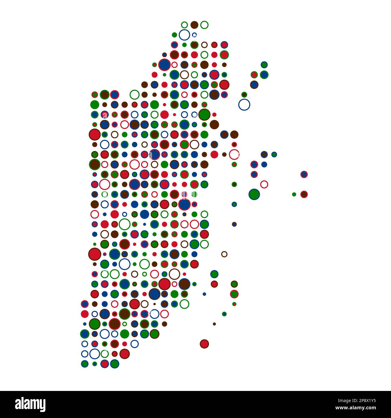 Belize Map Silhouette Pixelated generative pattern illustration Stock ...