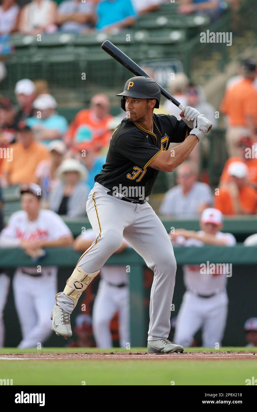 Pittsburgh Pirates Cal Mitchell (31) bats during a spring training