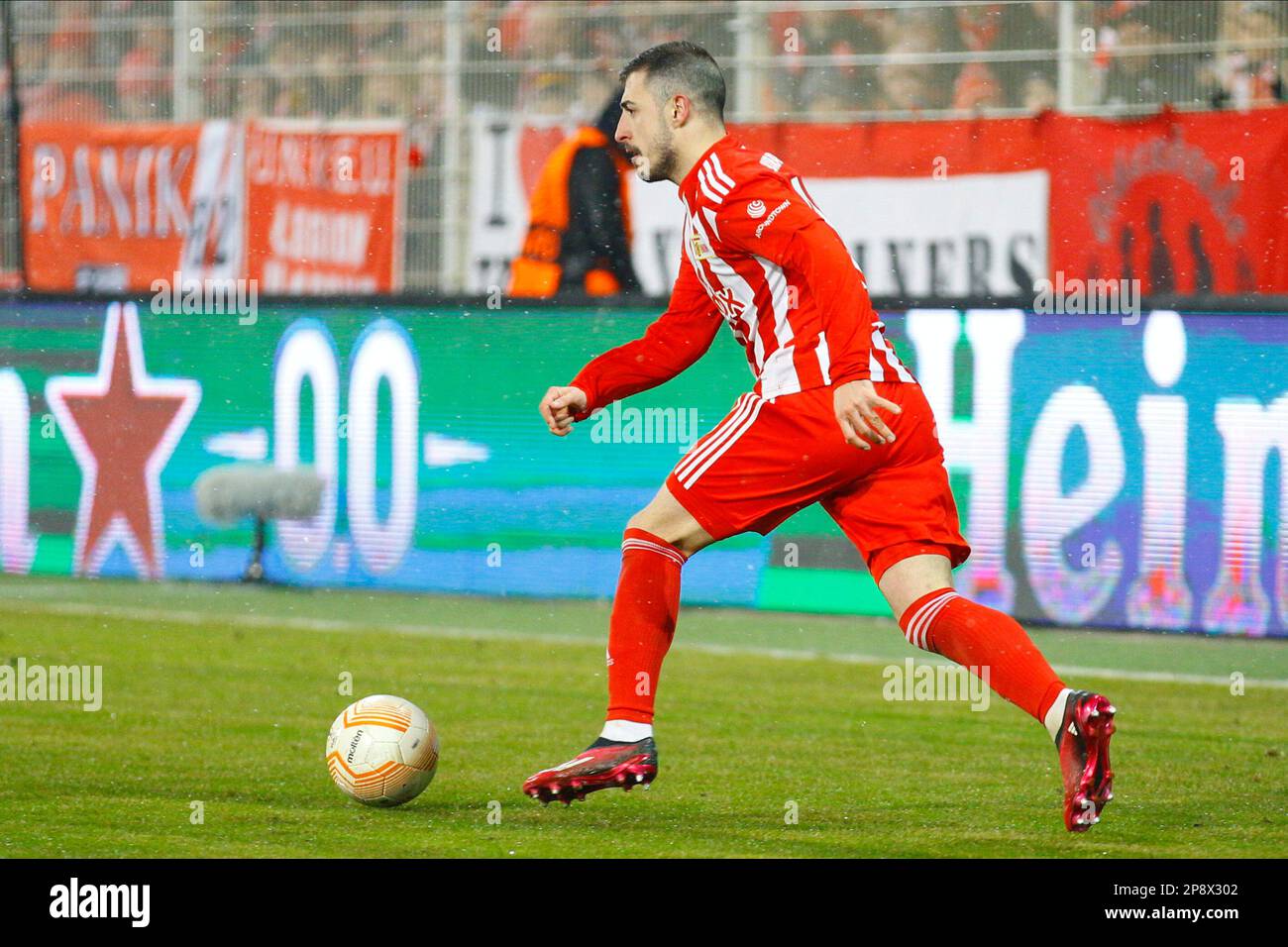 Berlin, Germany, 9 March, 2023. Josip Juranovic from 1. FC Union Berlin in action during the match between 1. FC Union Berlin Vs. Union Saint-Gilloise, round of sixteen, UEFA Europa League 2022/23, Stadion An der Alten Försterei, Berlin, Germany, 9 March, 2023. Iñaki Esnaola Stock Photo