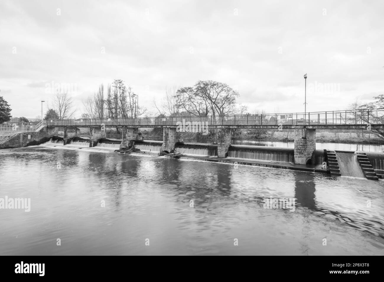 The river Tone flowing through French Weir in Taunton in Somerset Stock
