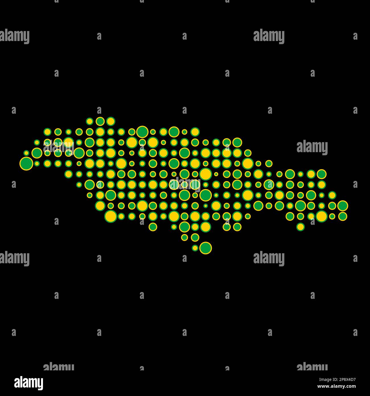 Jamaica Map Silhouette Pixelated generative pattern illustration Stock Vector