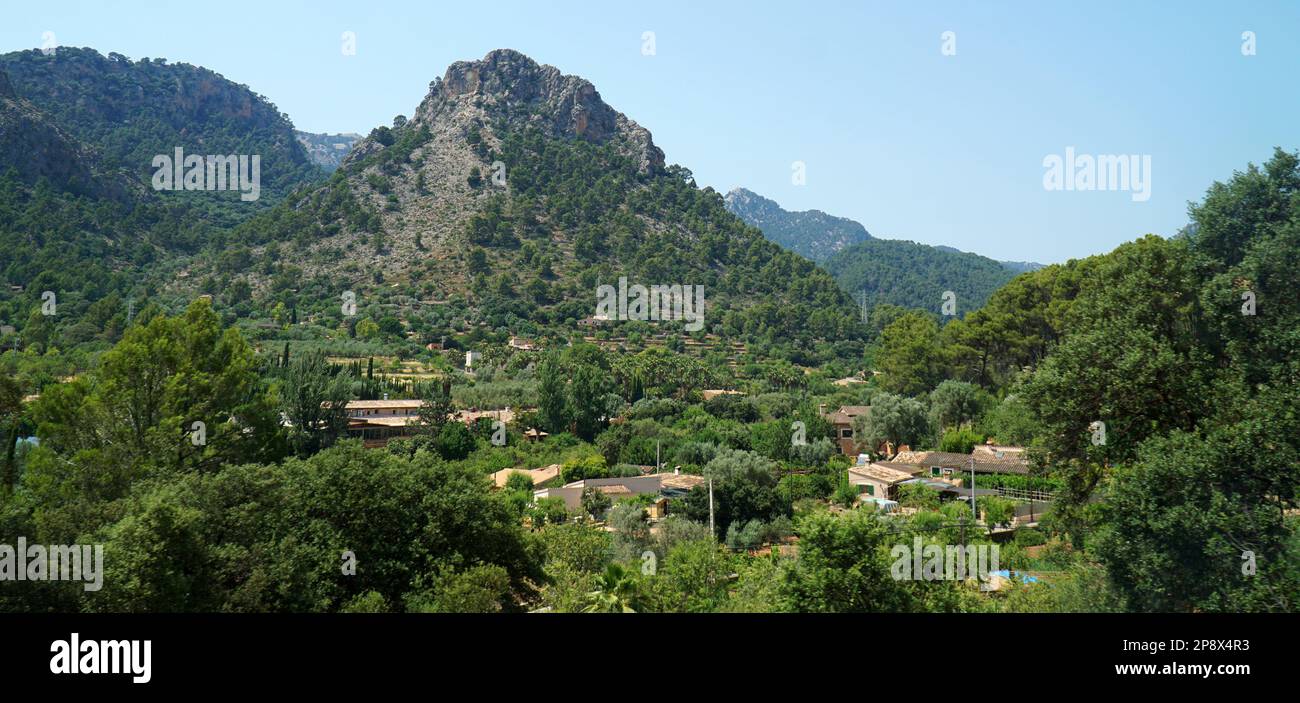 View of Tramuntana mountains near Bunyola Mallorca Spain Stock Photo