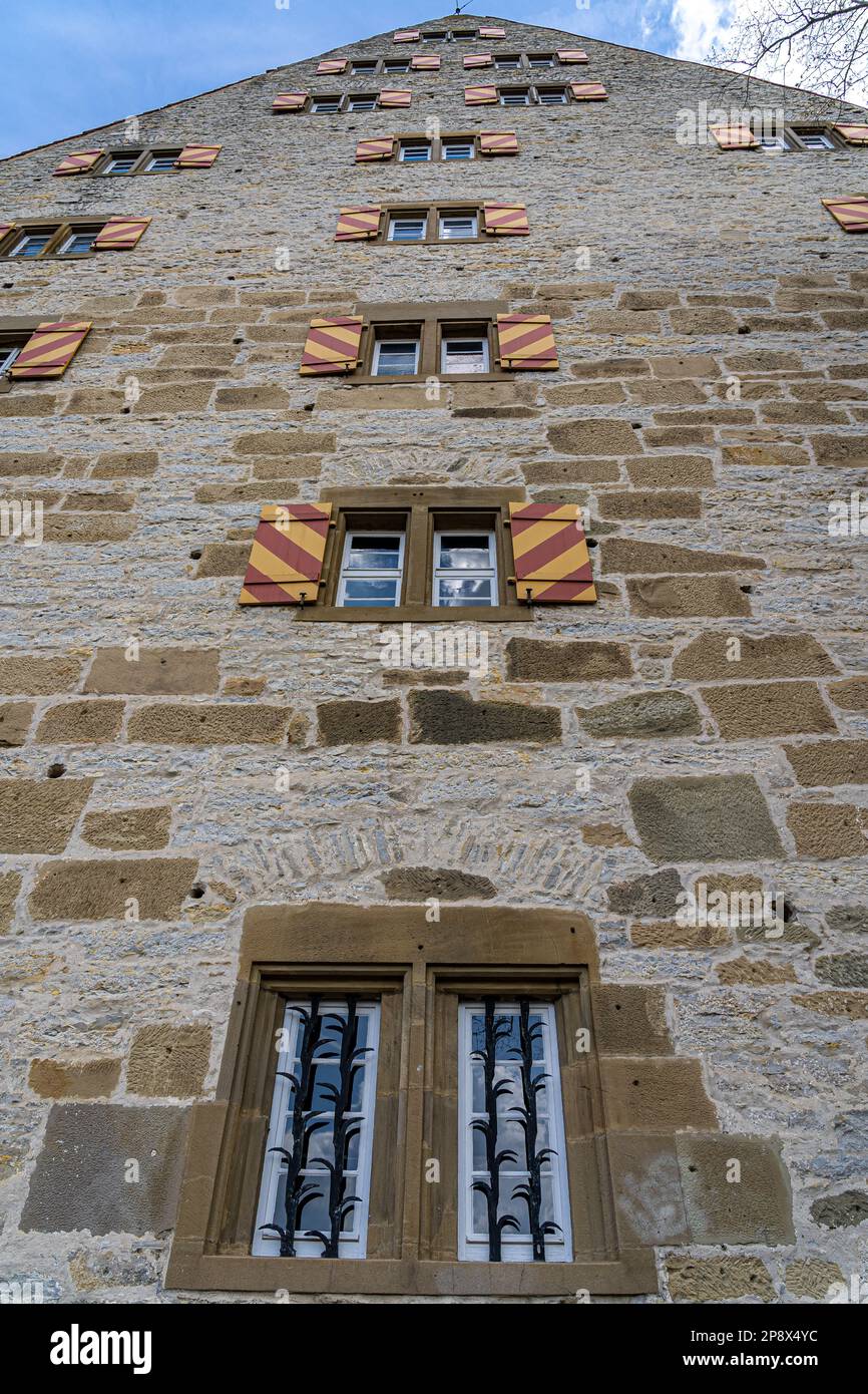 Big and old half-timber house used as warehouse for food and goods in the middle ages Stock Photo