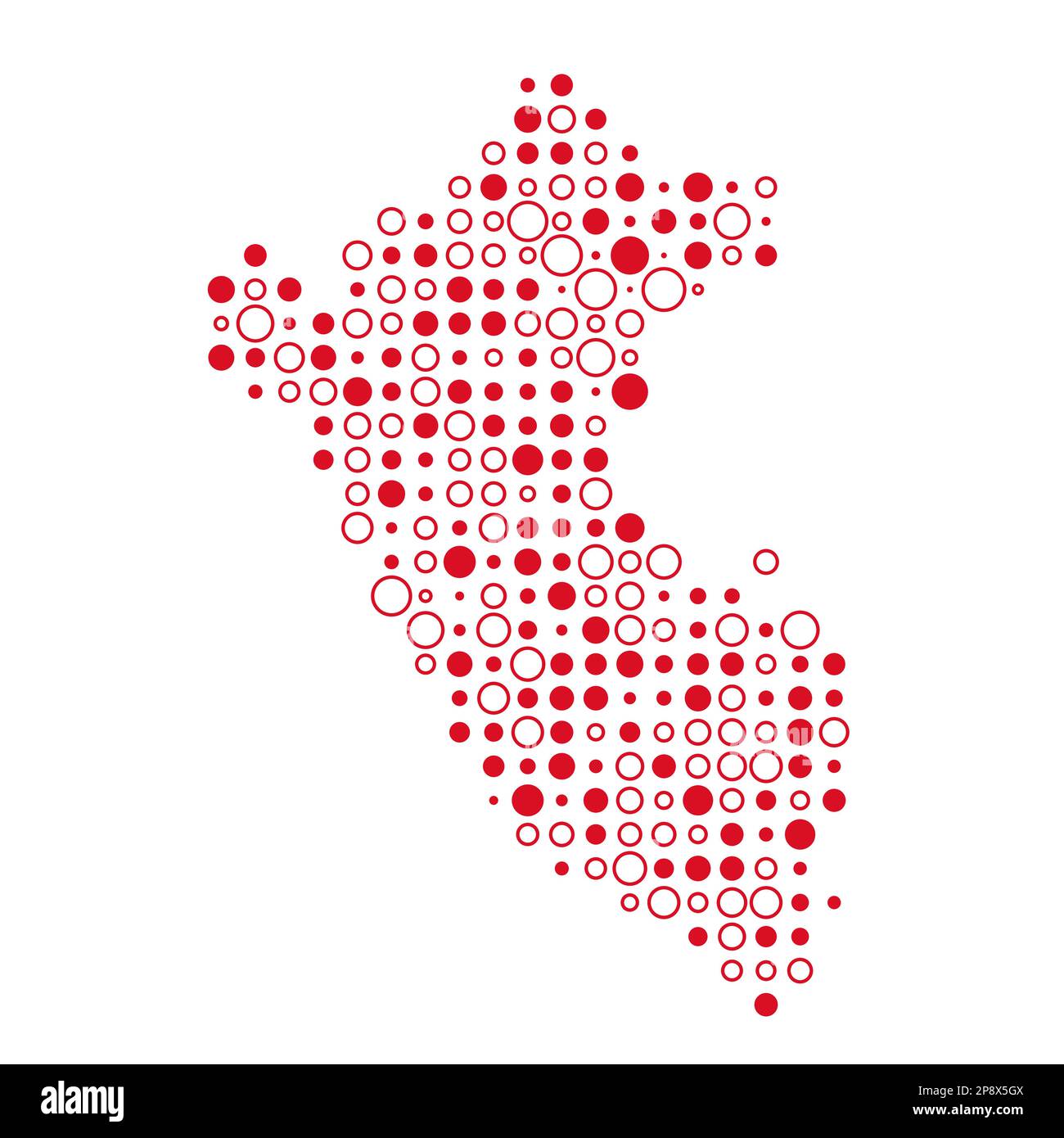 Peru Map Silhouette Pixelated generative pattern illustration Stock Vector